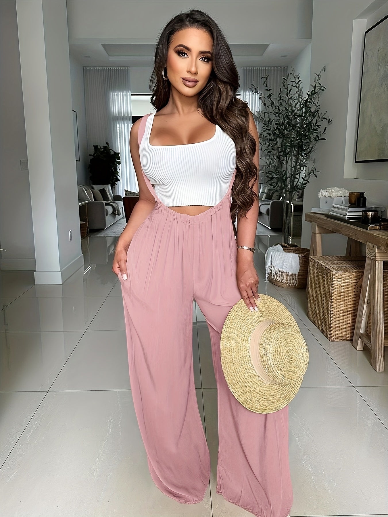 Women's Casual Wide Leg Palazzo Pants - Adjustable Drawstring Waist, Super-Long Length, Loose Fit with Pockets, Machine Washable Lounge & Casual Trousers for All Seasons, Comfortable Clothing | Decorative Drawstring | Soft Te